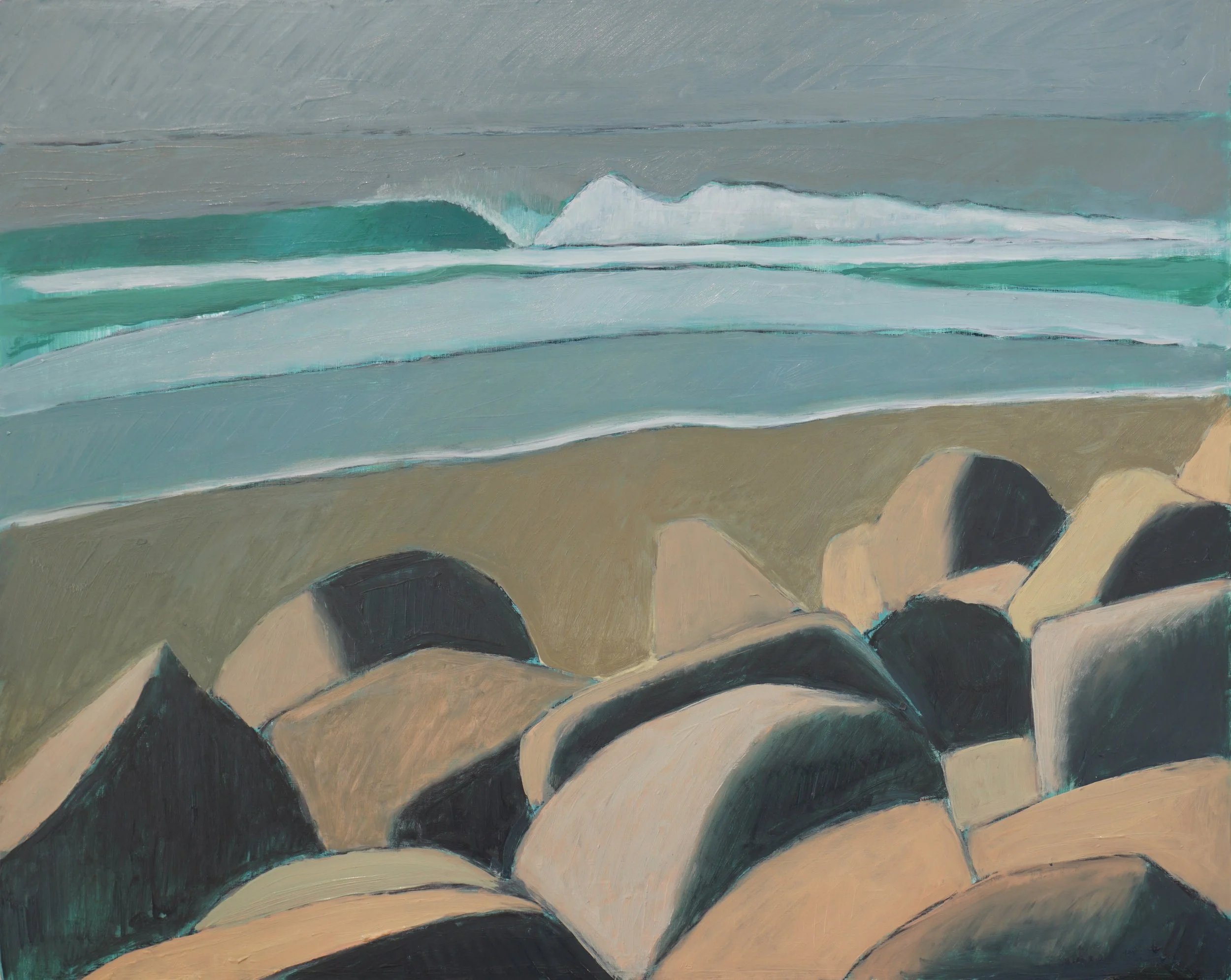 Kirra Point, oil on board, 40x50x2cm 2025