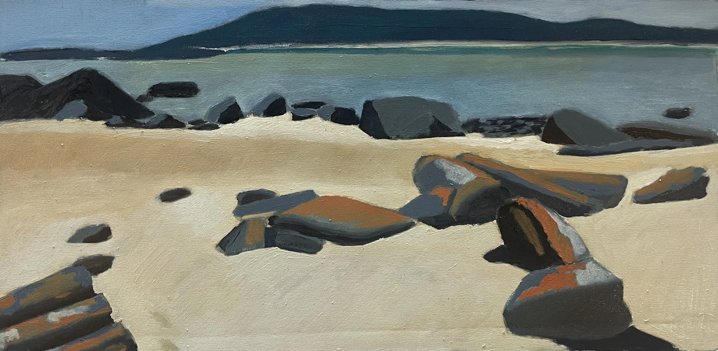Shearwater Tasmania, oil on polycotton, 30x61cm 2026