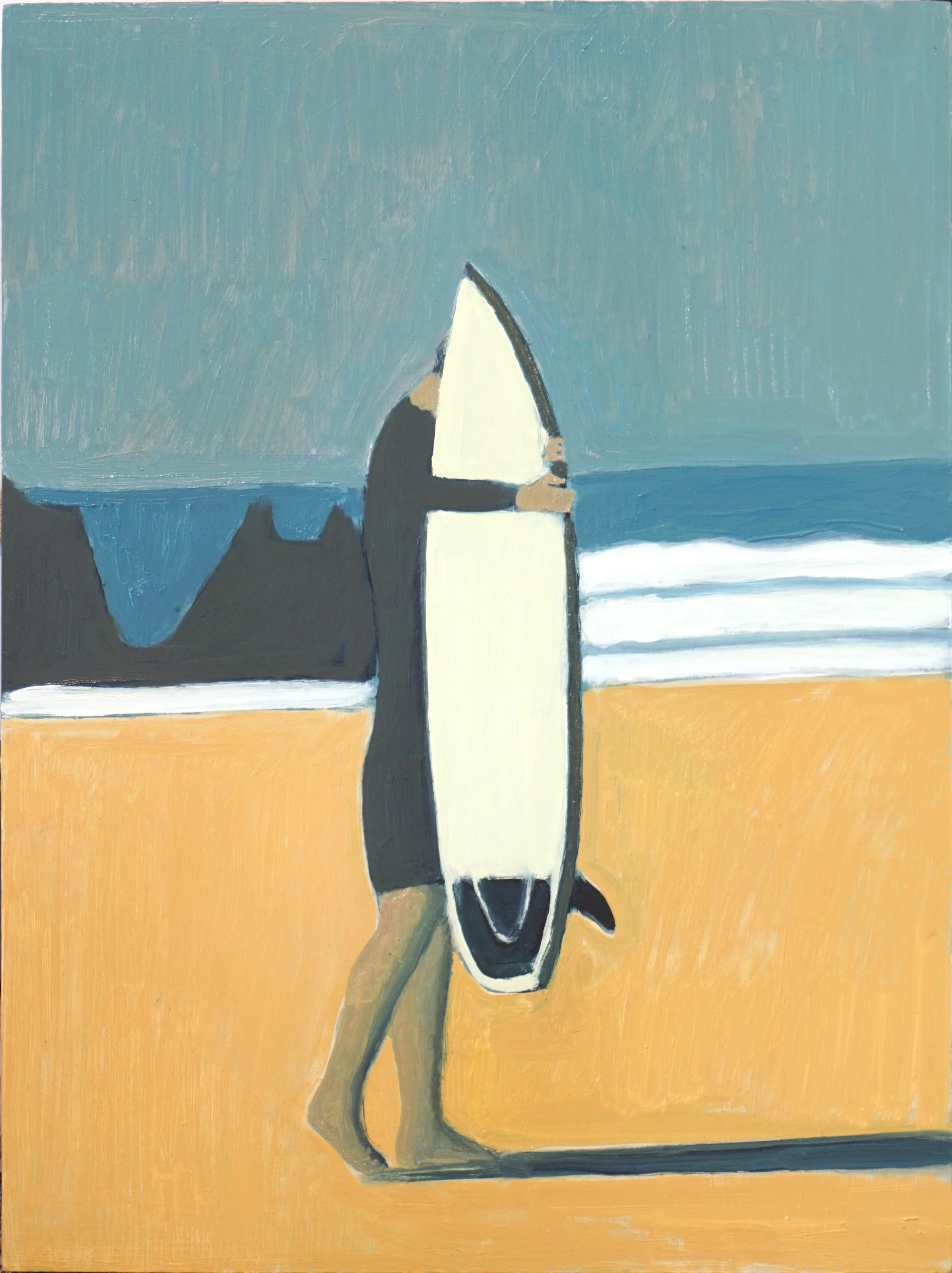 Shy Surfer, oil on board, 2025