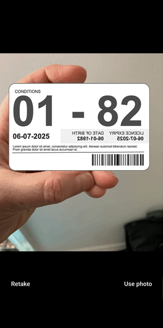 Back of drivers licence