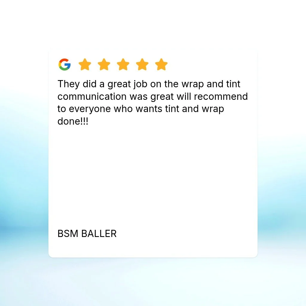 They did a great job on the wrap and tint communication was great will recommend to everyone who wants tint and wrap done!!!