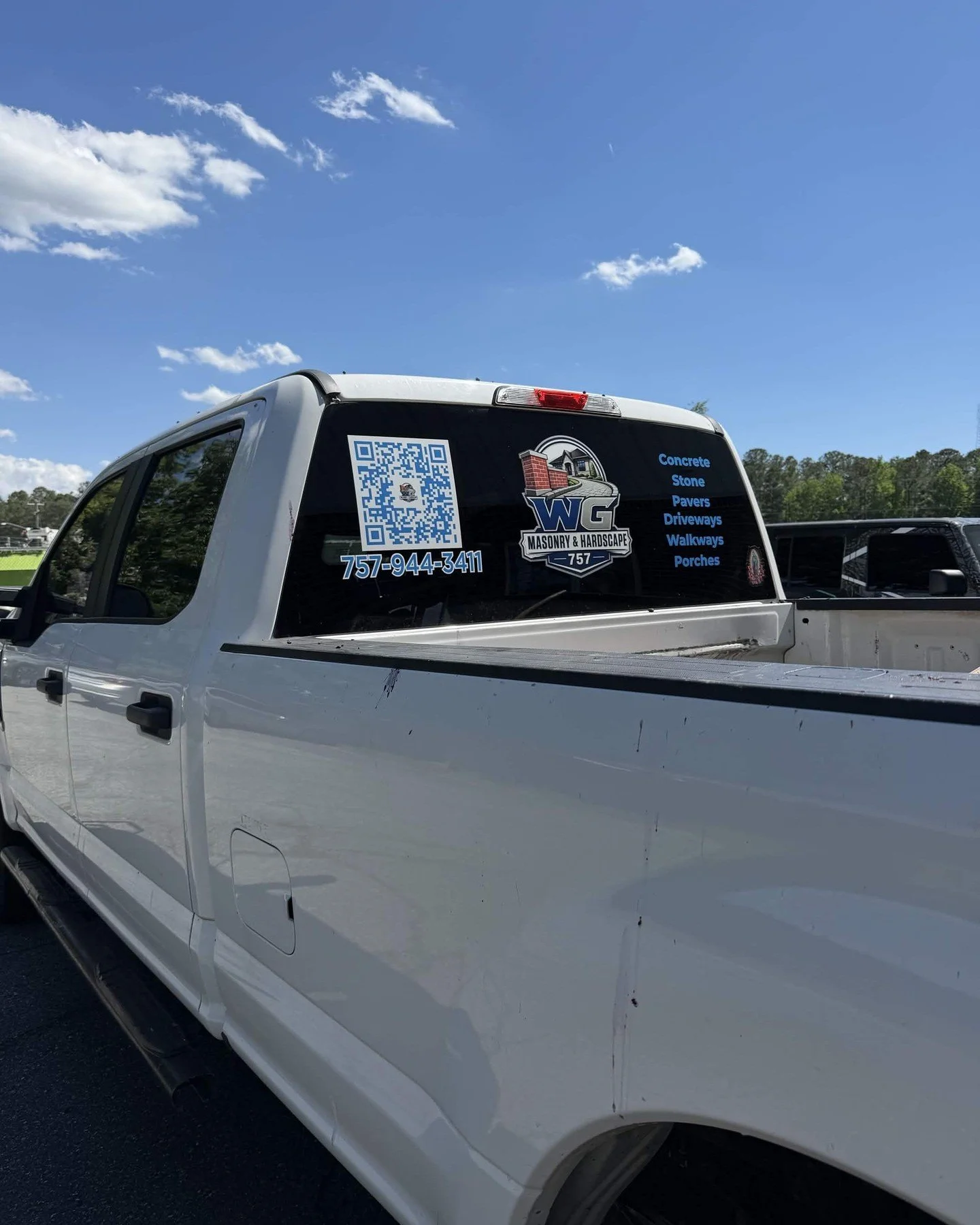 🛻 Small Graphics. Big Business Impact! 💪

Another work truck branded and ready to hit the road!

We added custom rear window graphics for WG Masonry &amp; Hardscape, featuring their company logo, contact information, services, and a QR code to make