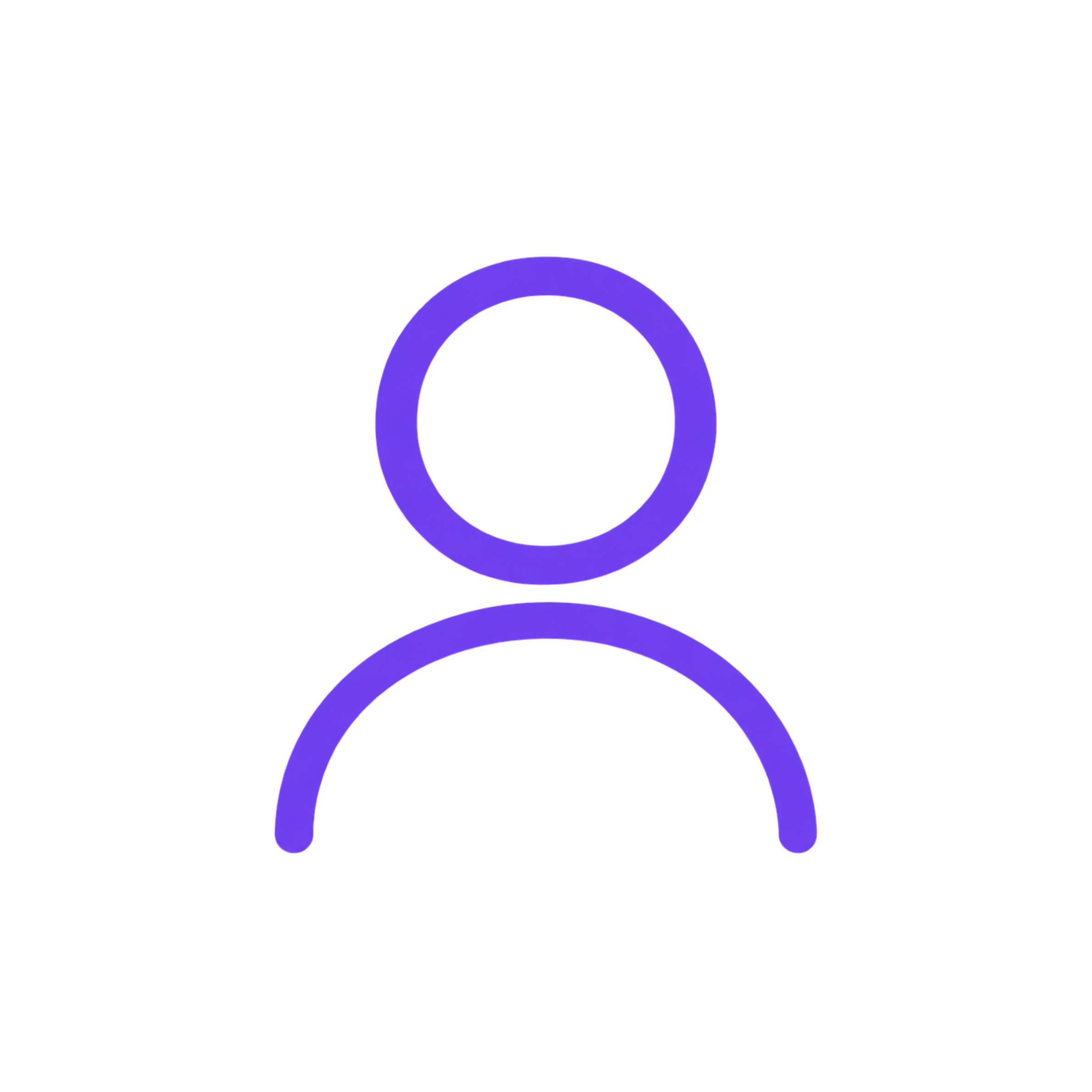 Line drawing of a human figure with a large purple circle around the neck area and purple curved lines underneath the shoulders in a minimalist style.