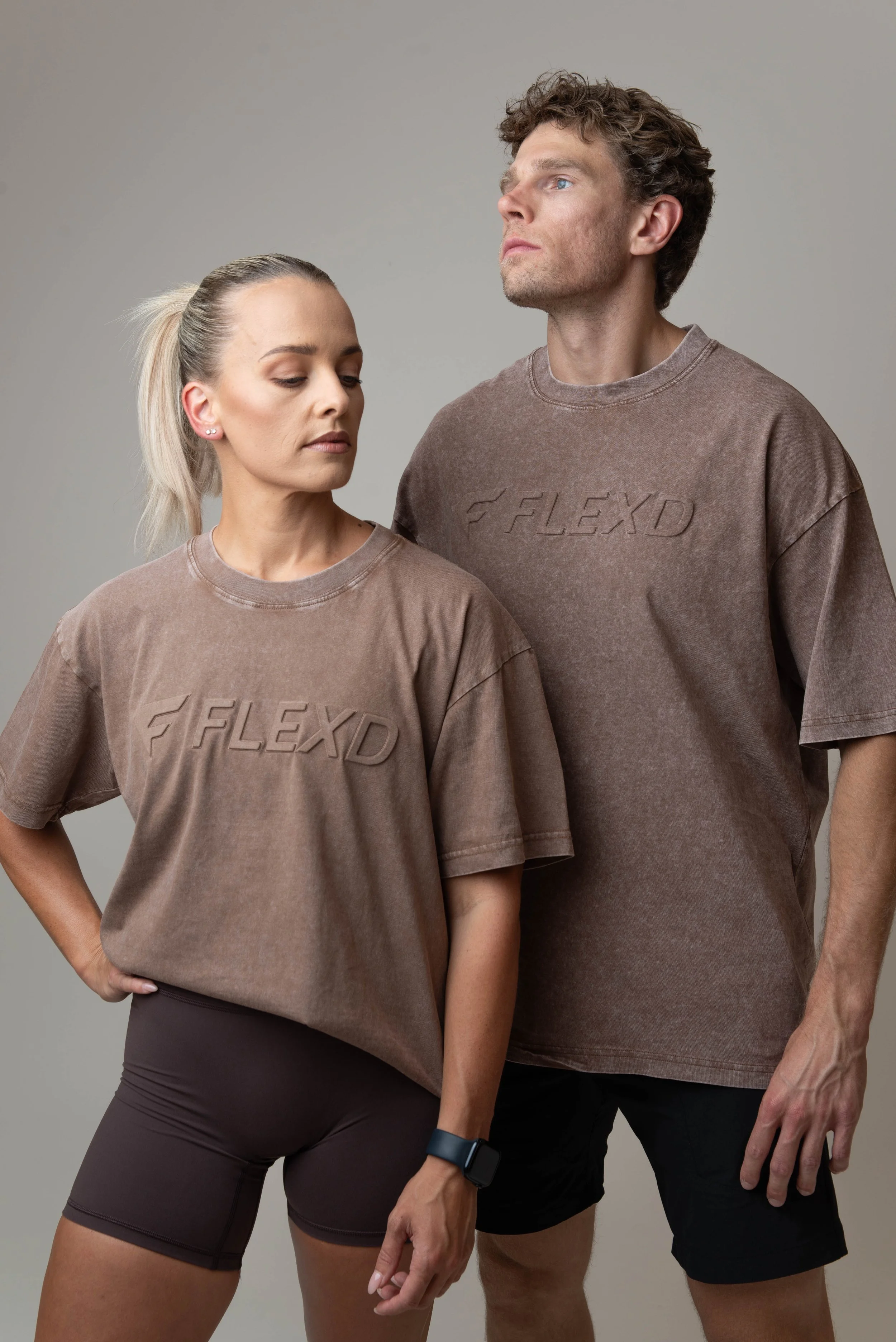 Acid-wash Oversized Tee - Coffee