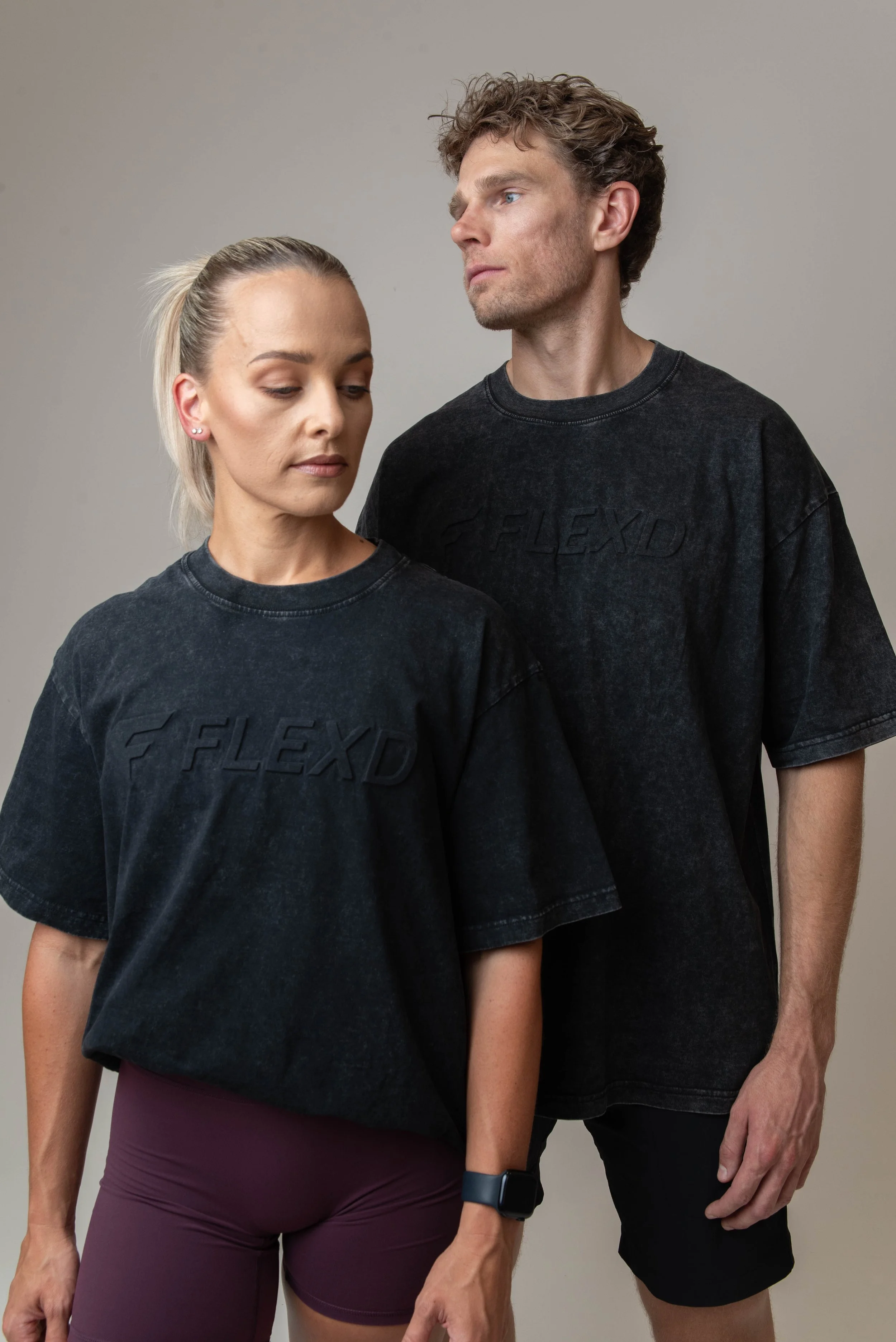 Acid-wash Oversized Tee - Charcoal