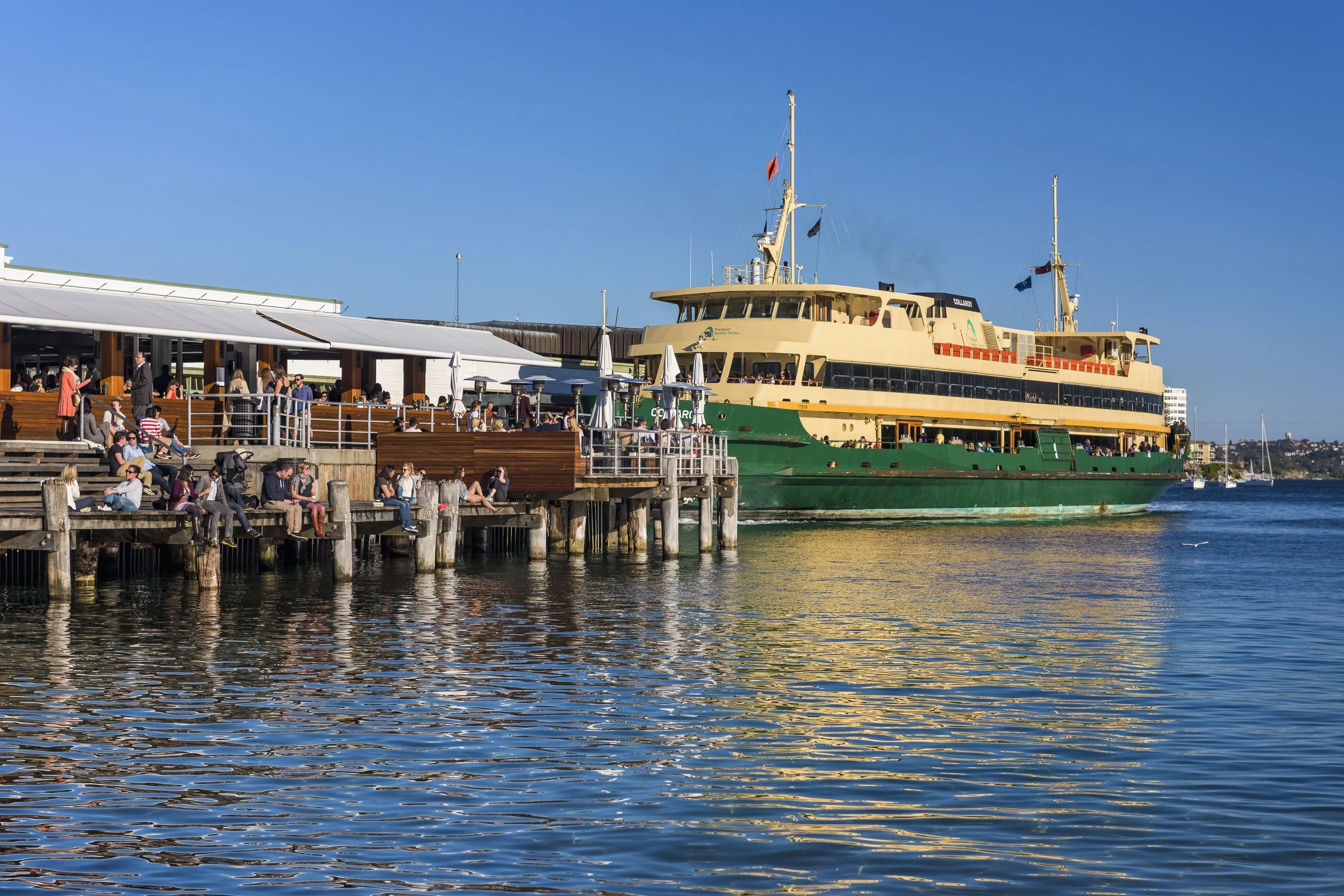 Ferry arrives at Manly Wharf, Manly