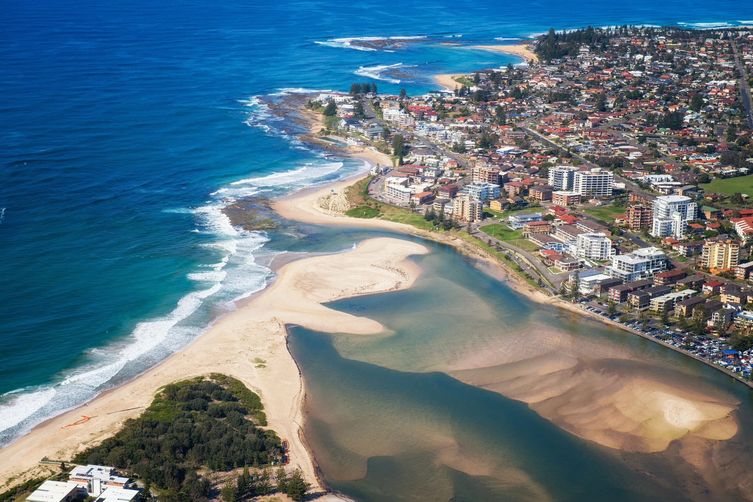 Aerial view of The Entrance on the Central Coast.