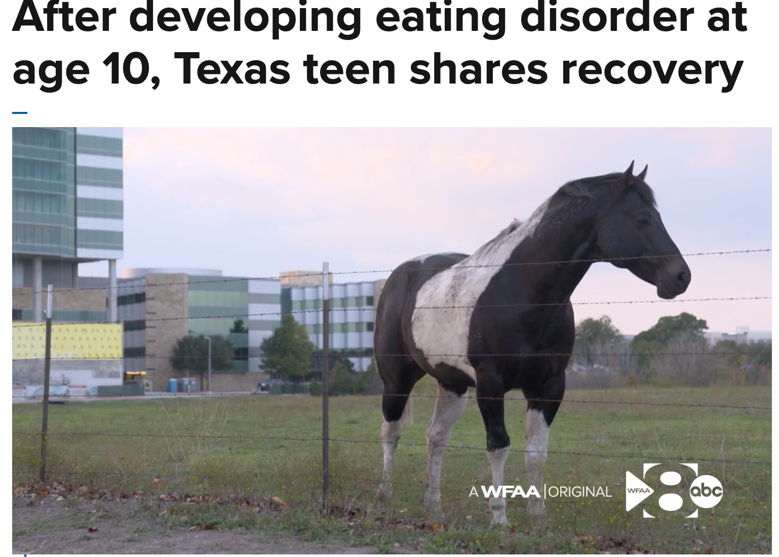 WFAA: After developing eating disorder at age 10, Texas teen shares recovery
