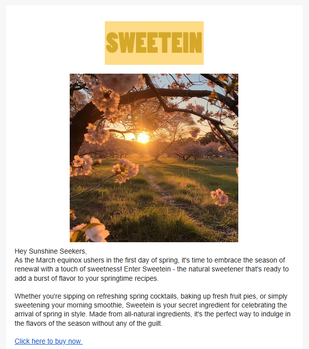 Spring scene with cherry blossoms in bloom at sunset in a park or orchard.