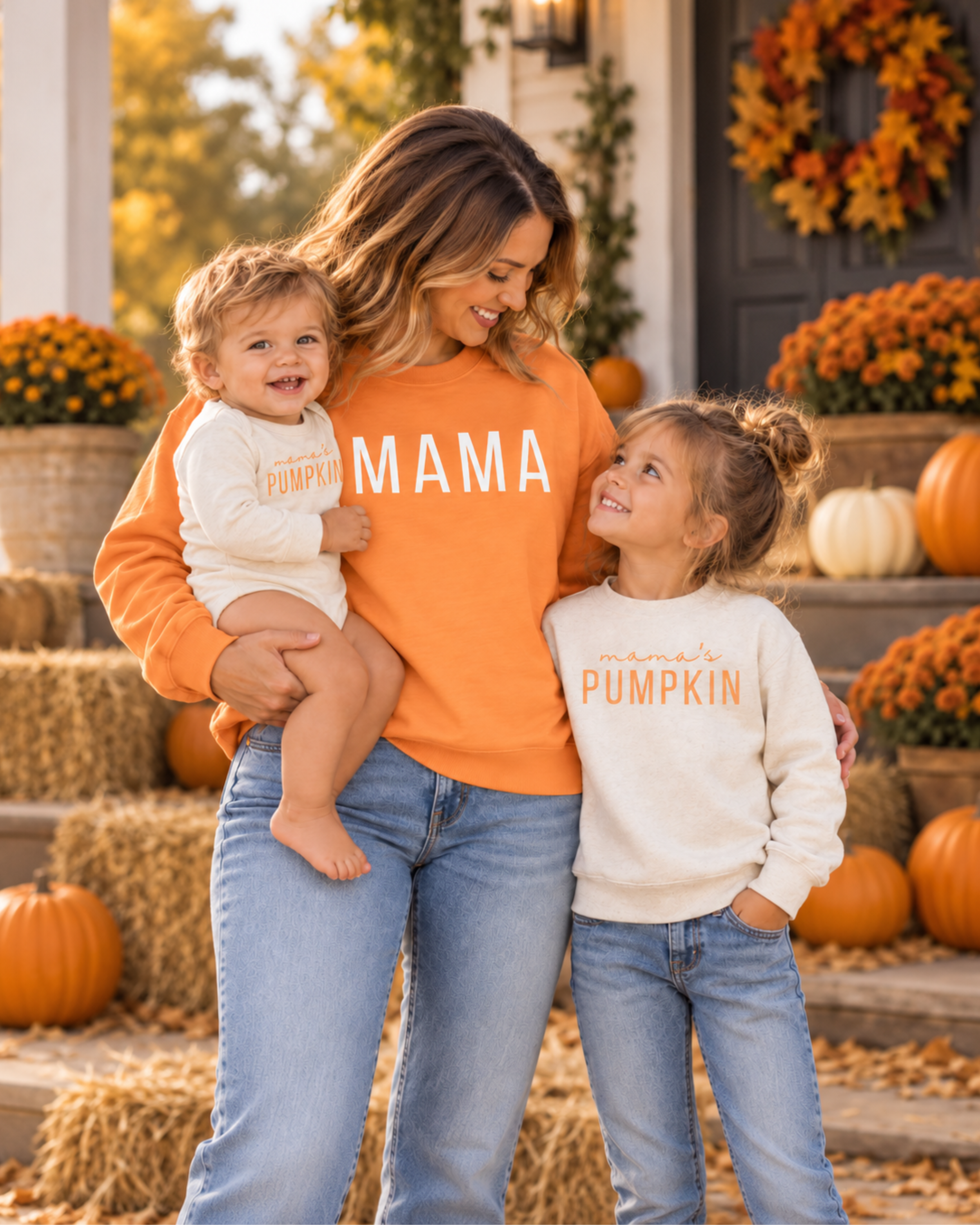 Mama + Mama’s Pumpkin Matching Crewneck Set