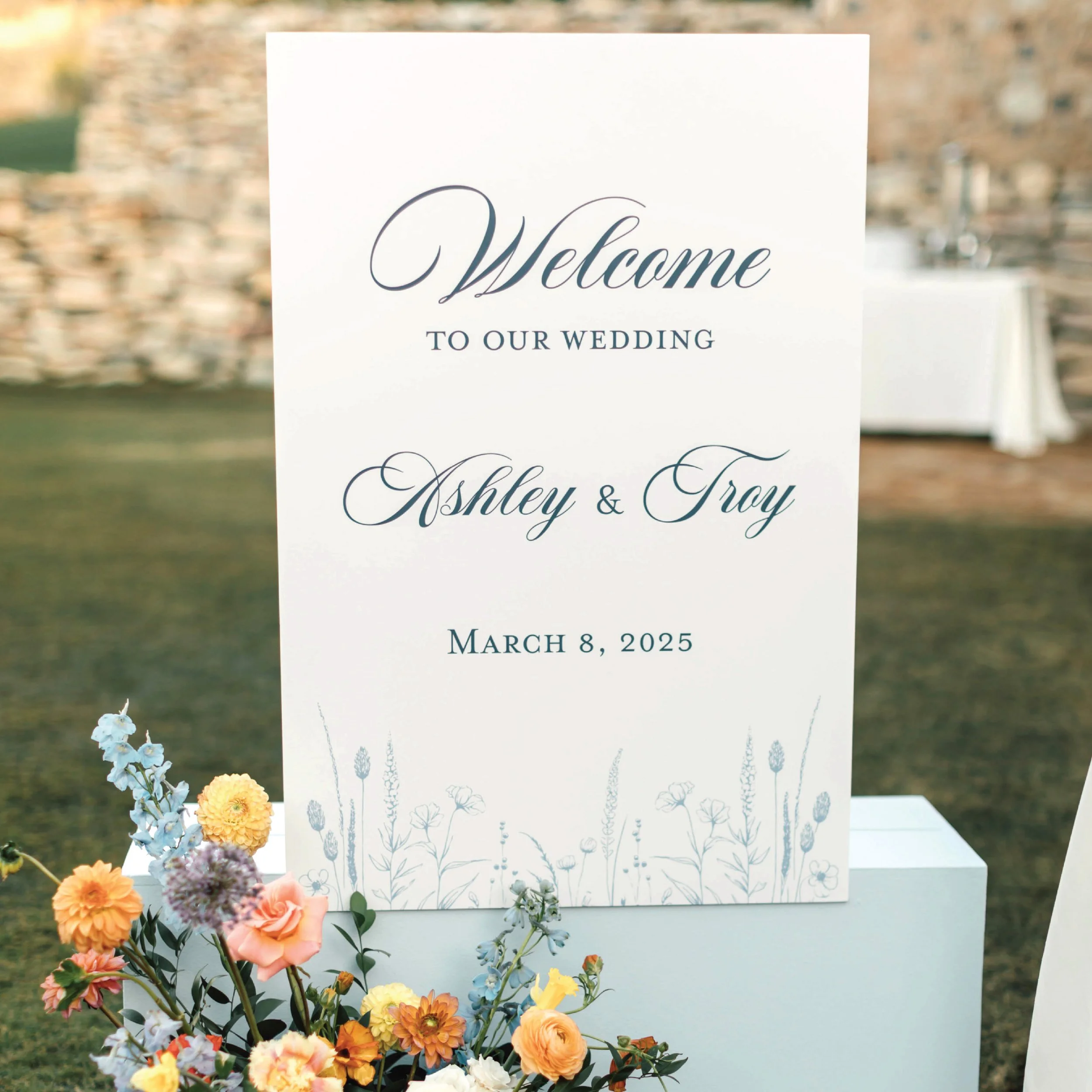 A + T Wedding Signage