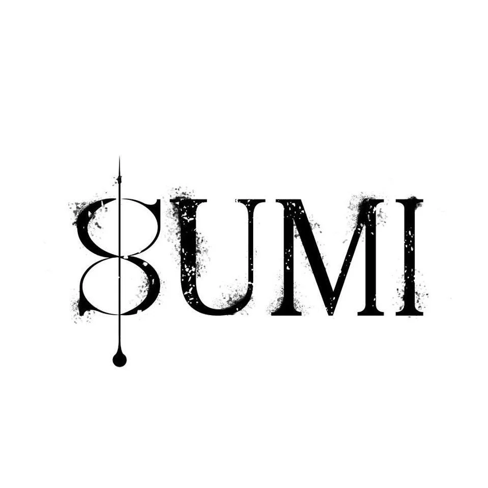 Black text spelling 'GUM' with a vertical needle design integrating into the letter 'G', on a white background.