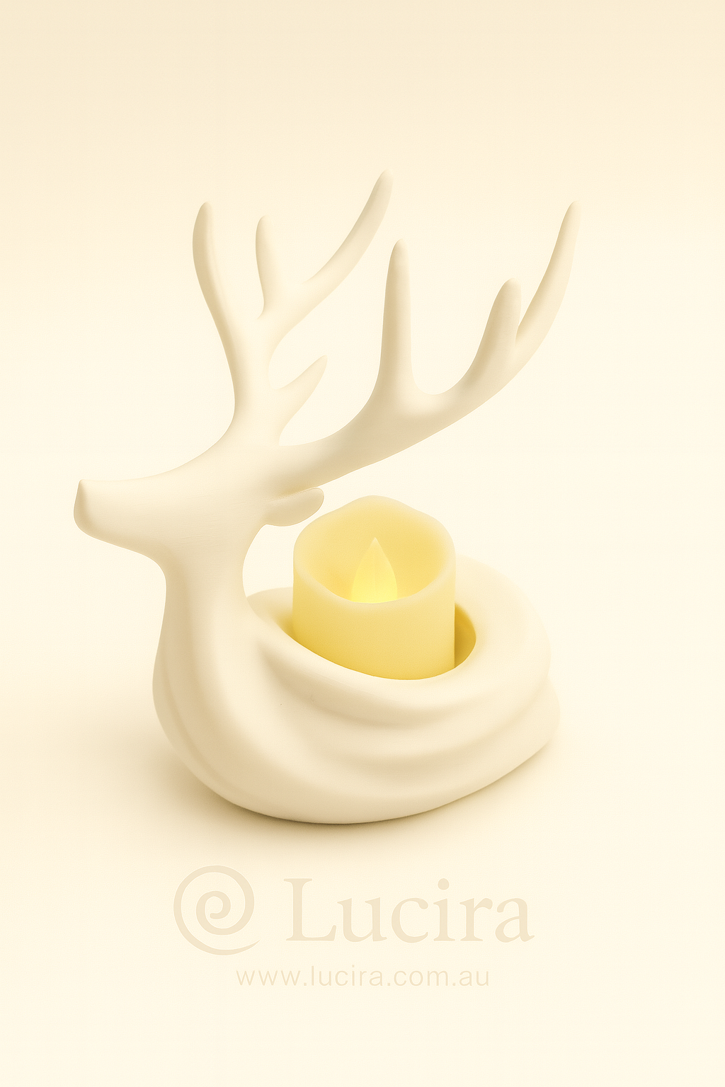 Tealight Holder - Reindeer - White