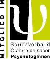 Logo of the Austrian Professional Association of Psychologists with a black, white, and lime green color scheme, featuring text in German.