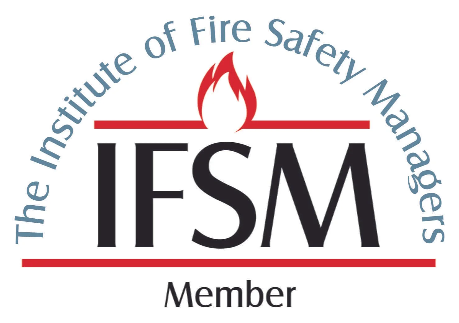 Logo of the International Fire Safety Management organization featuring a red flame above the acronym IFSM, with the phrase 'The Institute of Fire Safety Managers' arched around the top and the word 'Member' below.