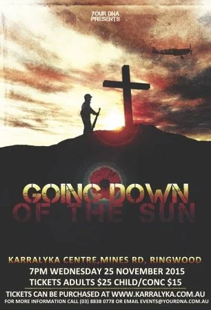 Poster for 'Going Down of the Sun' commissioned by YourDNA Theatre