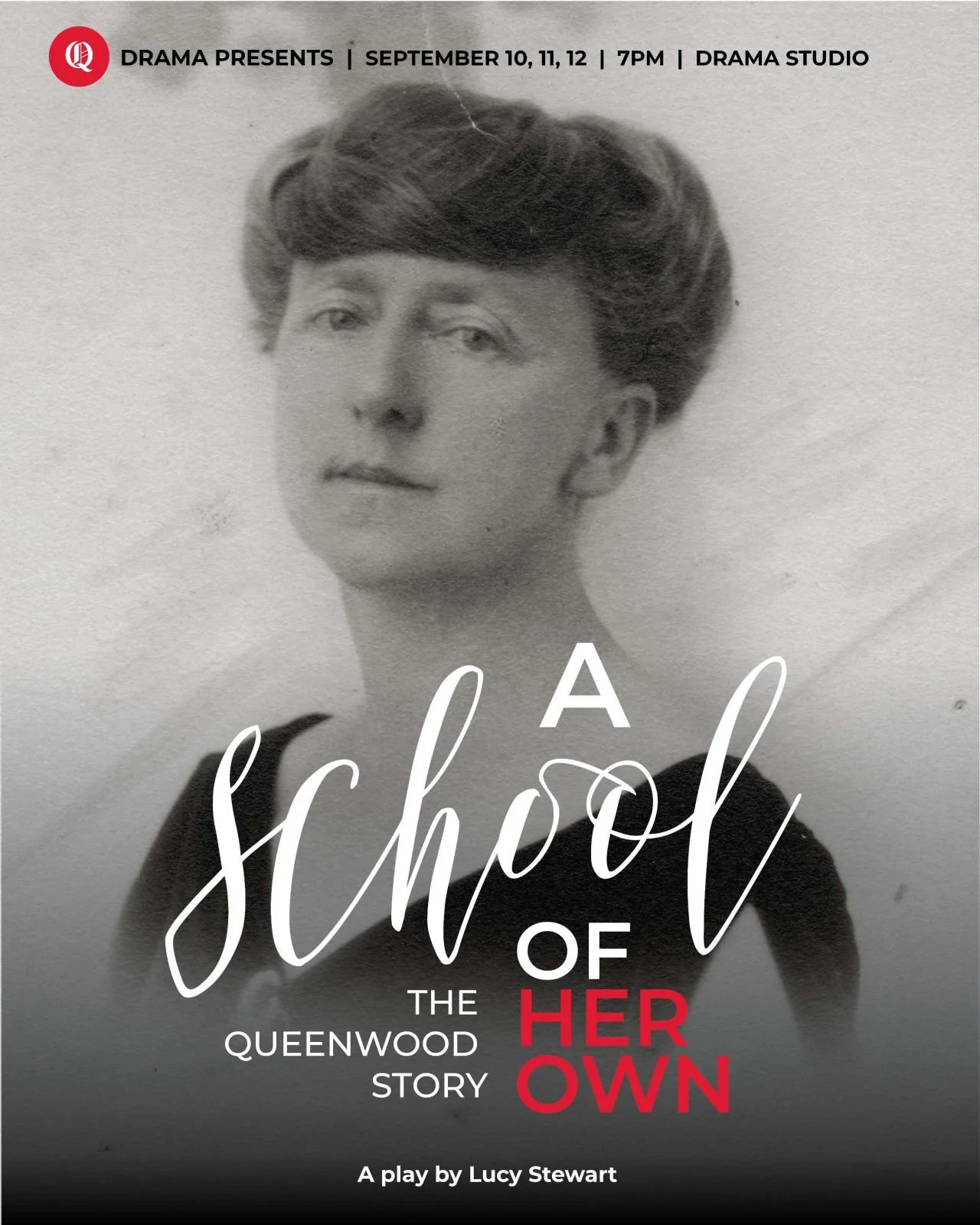Poster for 'A school of Her Own' by Lucy Stewart, commissioned by Queenwood, Mosman, NSW for their centenary.