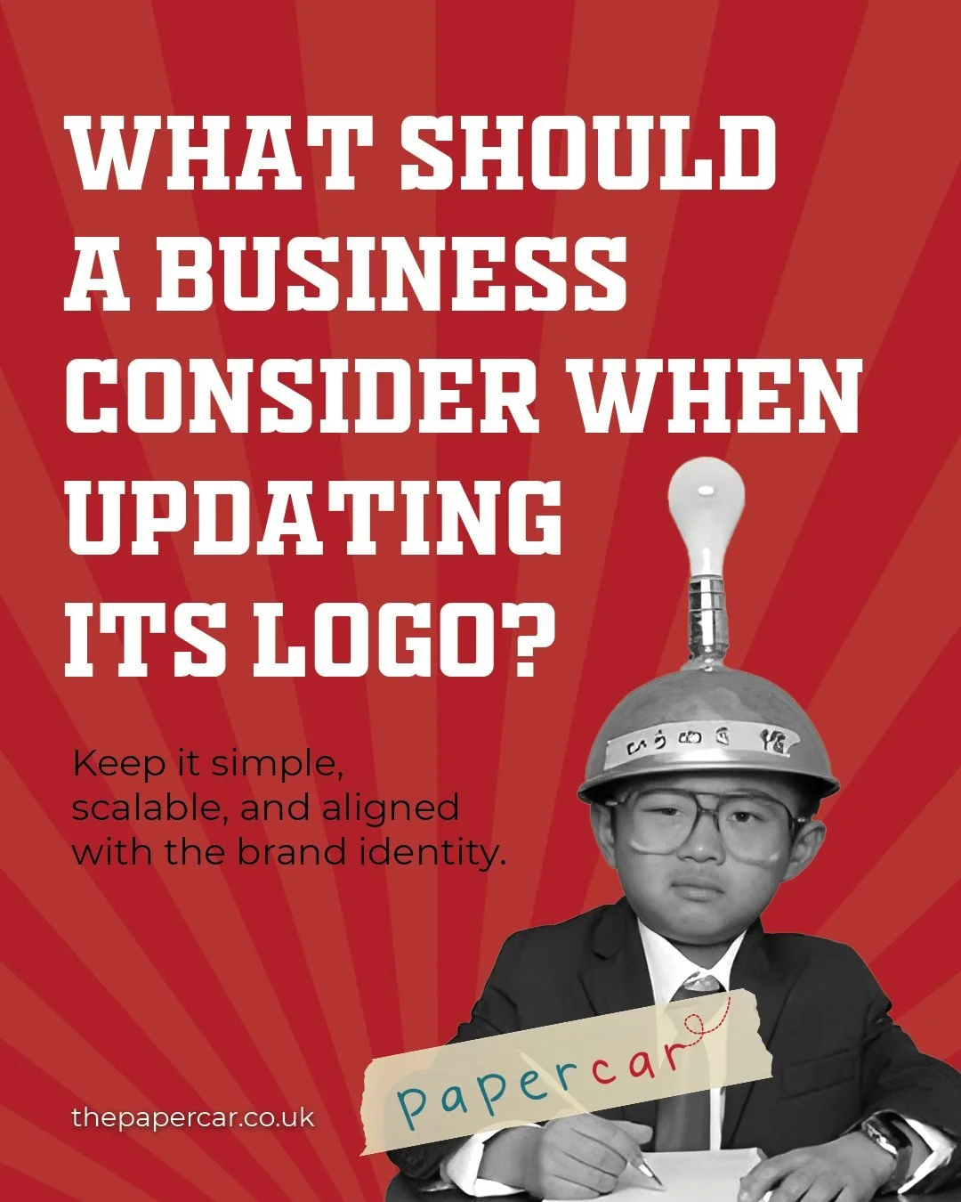 What should a business consider when updating its logo? Keep it simple, scalable, and aligned with the brand identity.

#PaperCar #LogoDesign #BrandDesign #SmallBusinessTips #LondonAgency