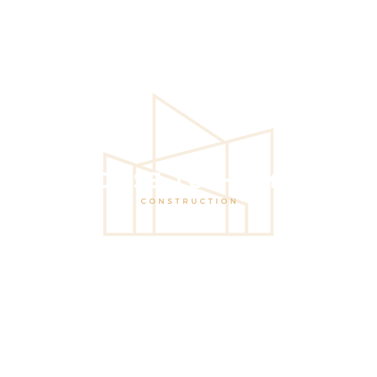 Logo for House to Home Construction featuring a gold outline of a house with a geometric, angular design on a black background, with white and gold text.