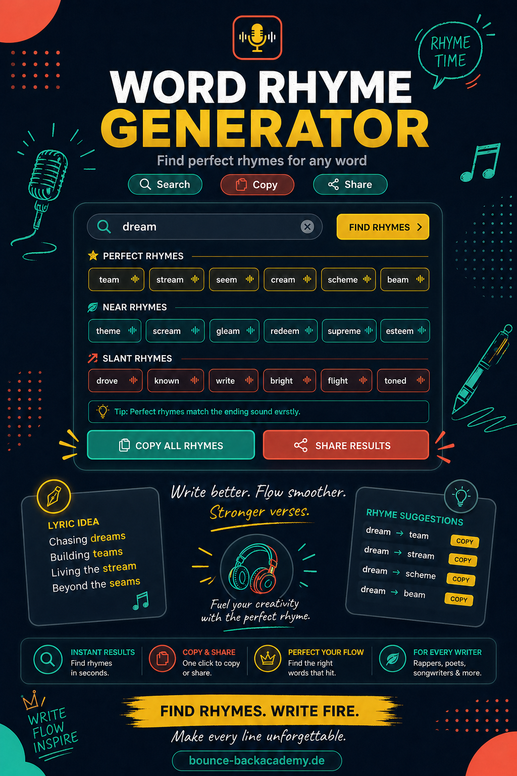 Word Rhyme Generator: Find Better Rhymes and Write Stronger Lyrics