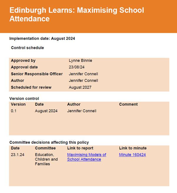 City of Edinburgh's policy on maximising attendance