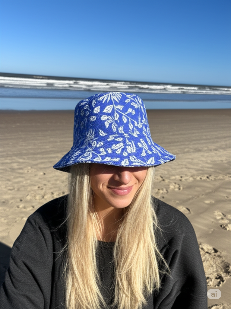 Blue Blossom Reversible Bucket Hat