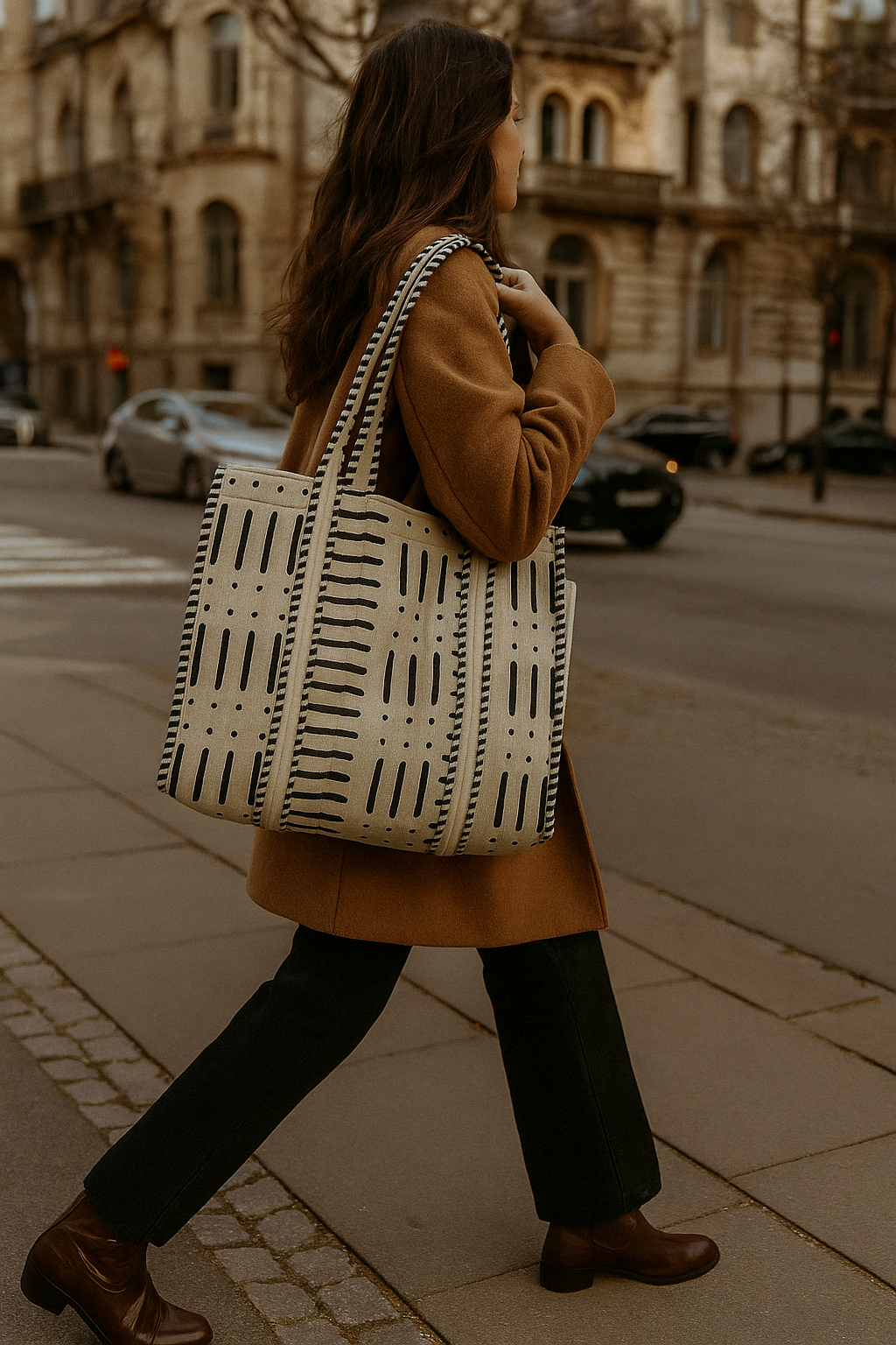 Dot & Dash Hand Block Printed Tote Bag