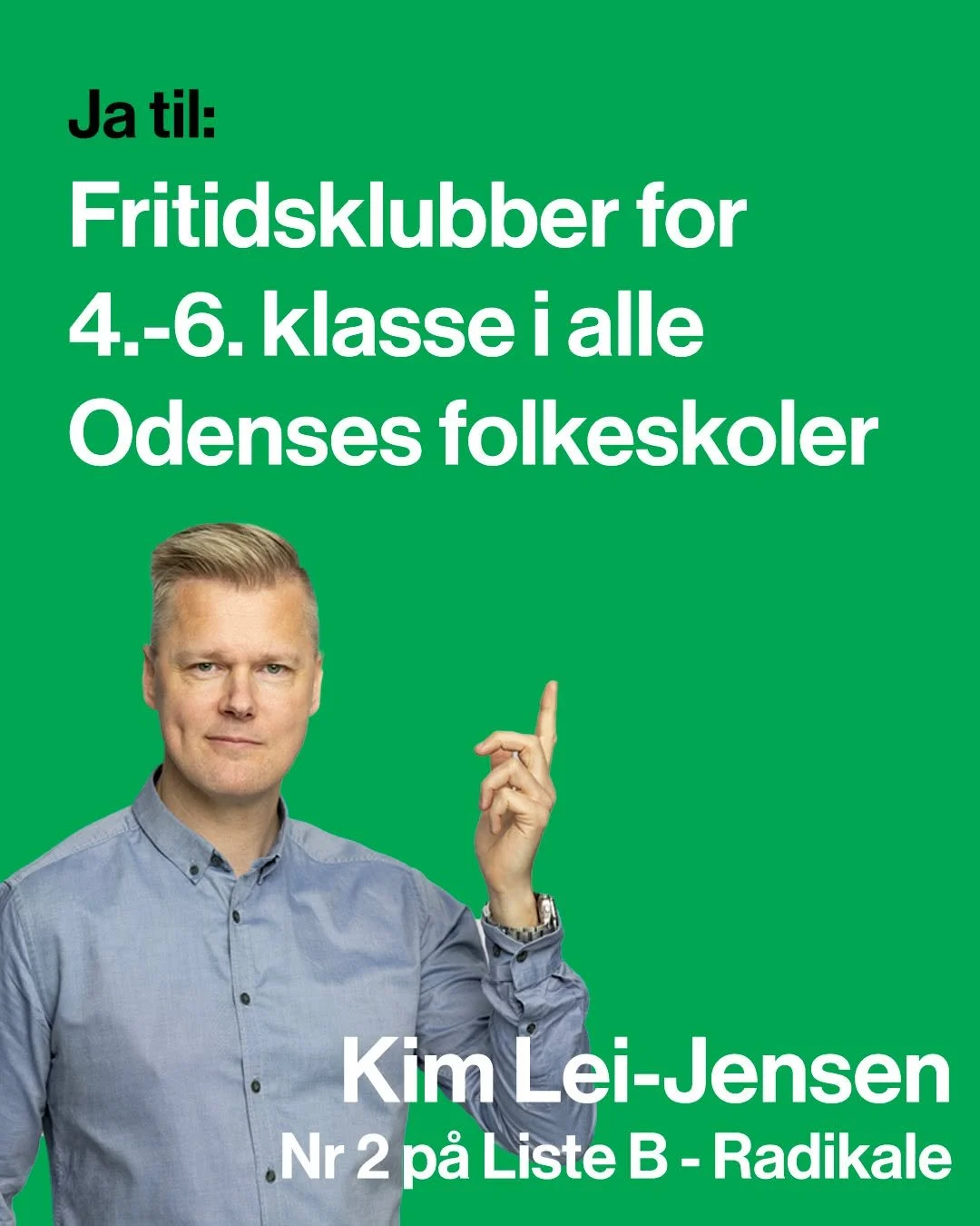 FRITIDSKLUB FOR ALLE SKOLER 💚

En del skoler i Odense har fritidsklubber for 4.-6. klasse. Men det b&oslash;r vi udvide til alle skoler.
Er du enig ?

Det underbygger kreativitet, socialt netv&aelig;rk og b&oslash;rnenes personlige udvikling. I takt