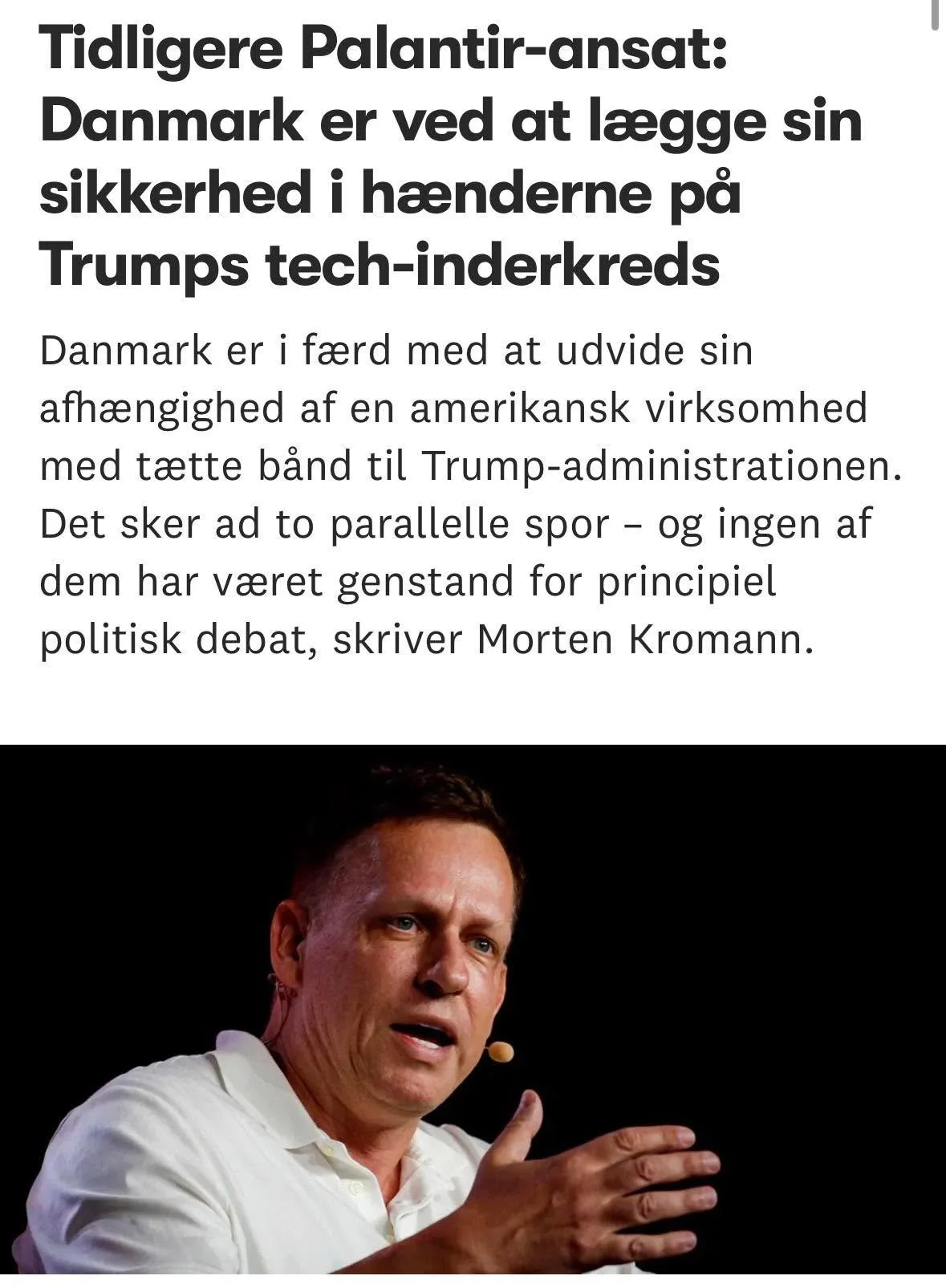 En vigtig opgave for n&aelig;ste regering. Vi skal ikke give USA adgang til Danmark.