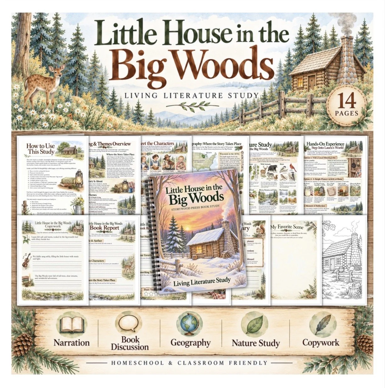 Little House in the Big Woods Book Study | Printable PDF