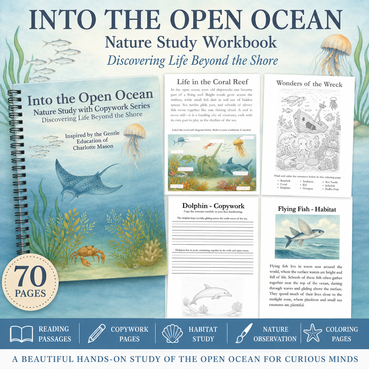 Into the Open Ocean Nature Study with Copywork | Digital Download PDF