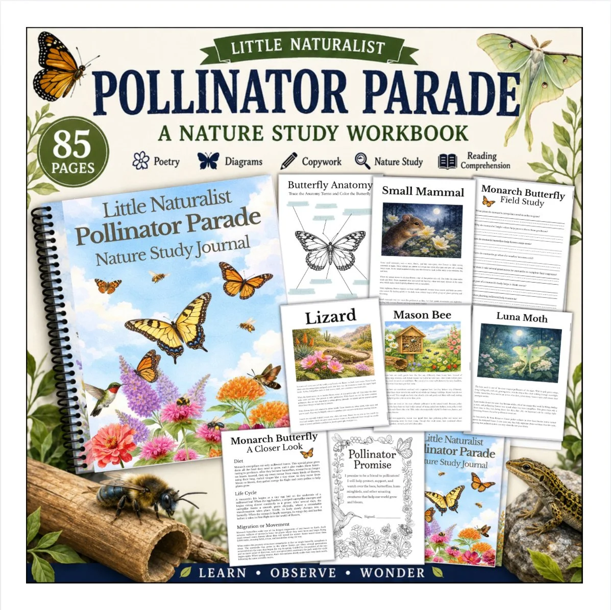 Little Naturalist | Pollinator Parade | PDF Instant Download