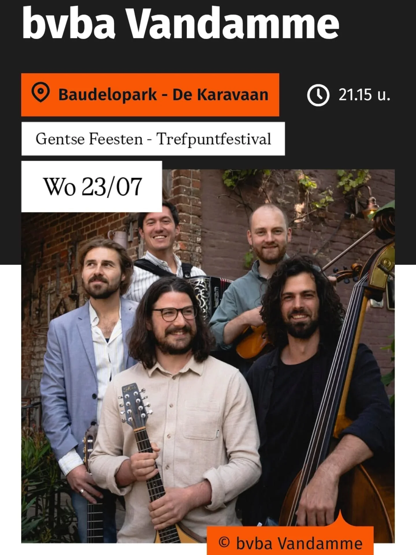 We spelen op de @gentse.feesten @trefpunt_festival, Baudelopark - Karavaan op wo 23/07, 21u15. Tot daar 🎉