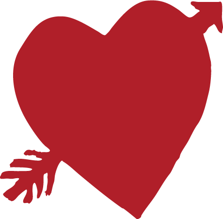 A red heart with an arrow through it, symbolizing love.