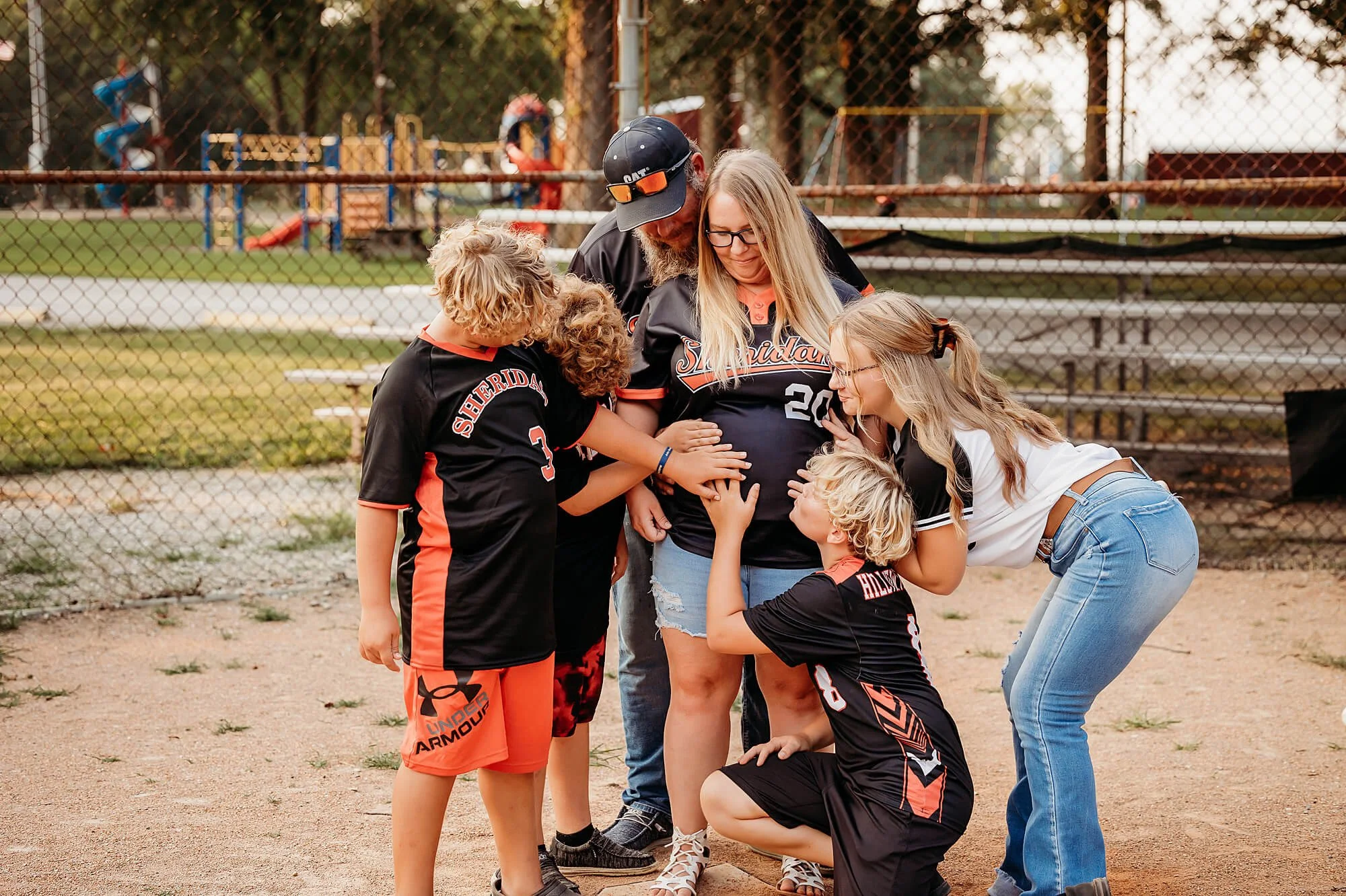 Baseball Pregnancy Announcement with Older Kids | Indiana Family Photographer