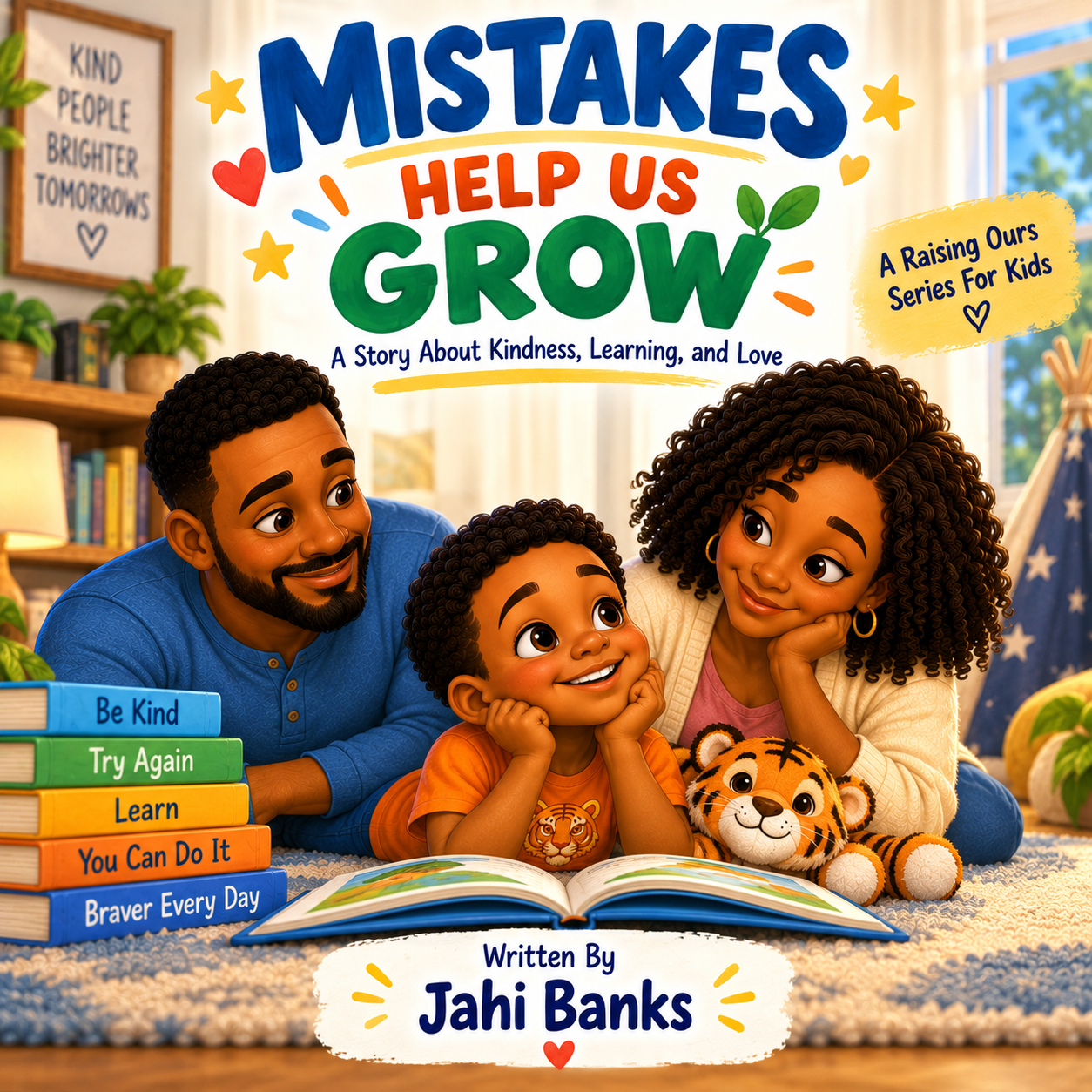 Book cover of Mistakes Help Us Grow by Jahi Banks, a children's story about learning through mistakes and perseverance.