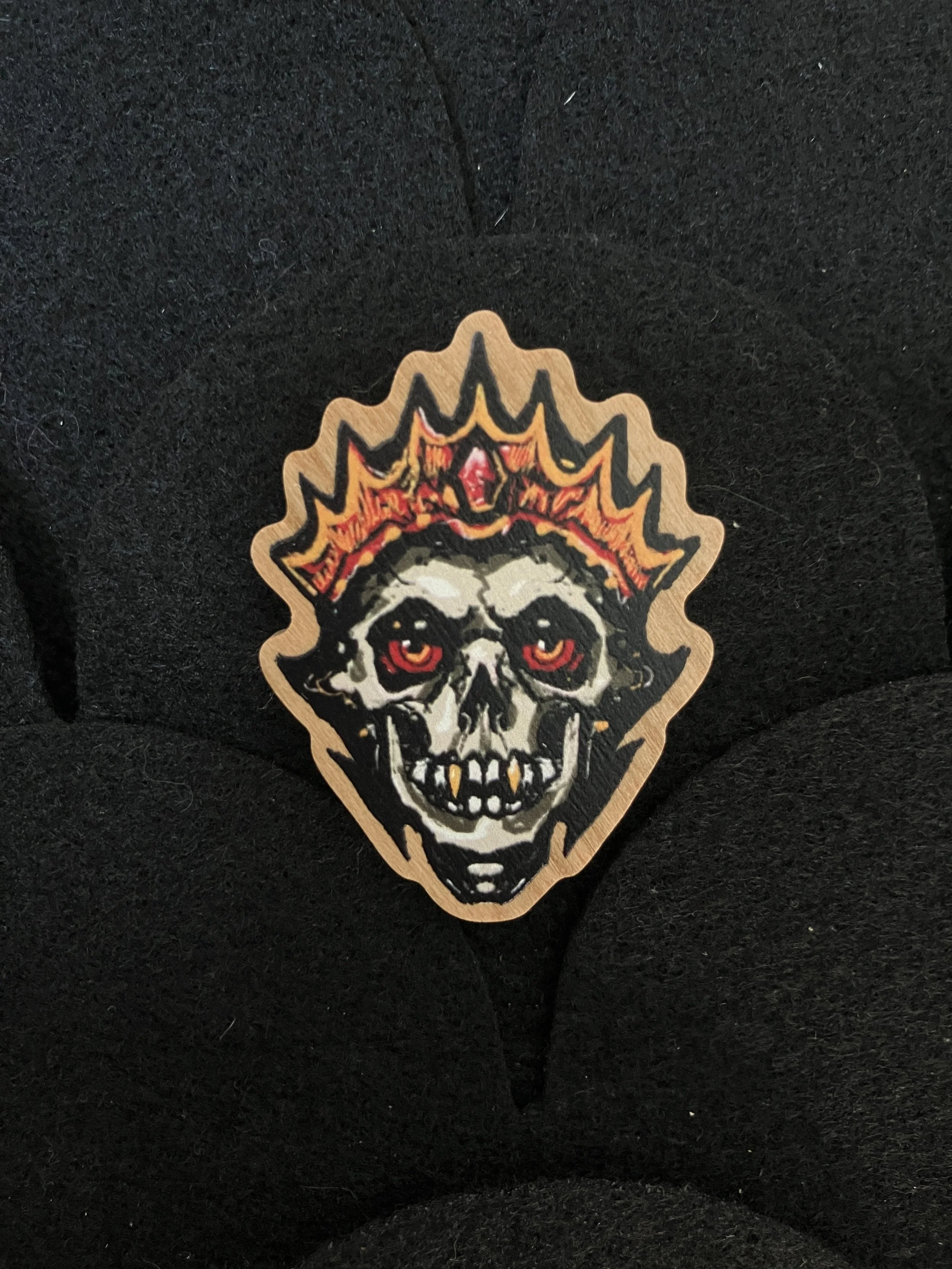 Skeleton King Wooden Pin Badge