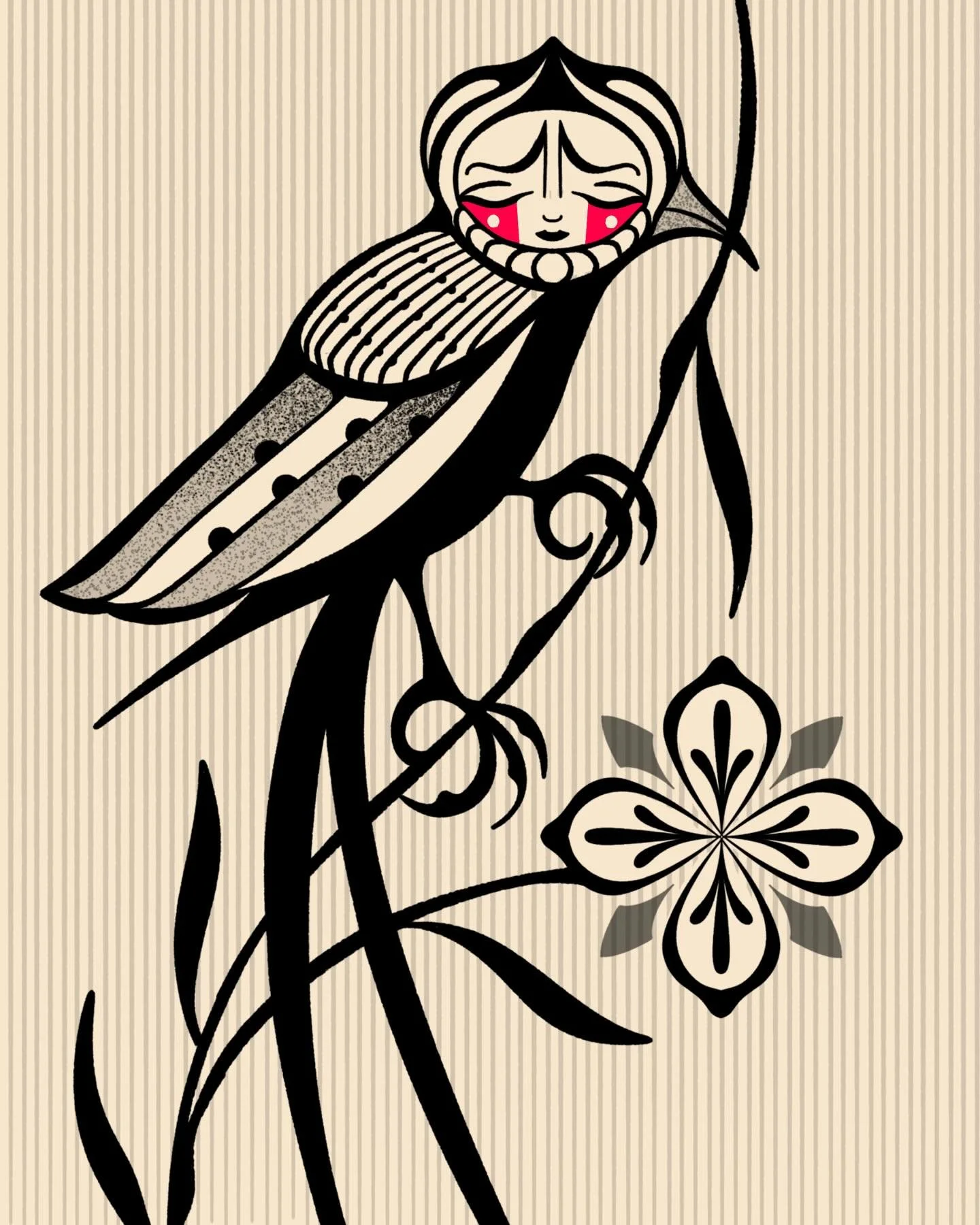 Birds birds birds with faces! Again&hellip;available as flash as a bigger piece 🪶🌸🪶