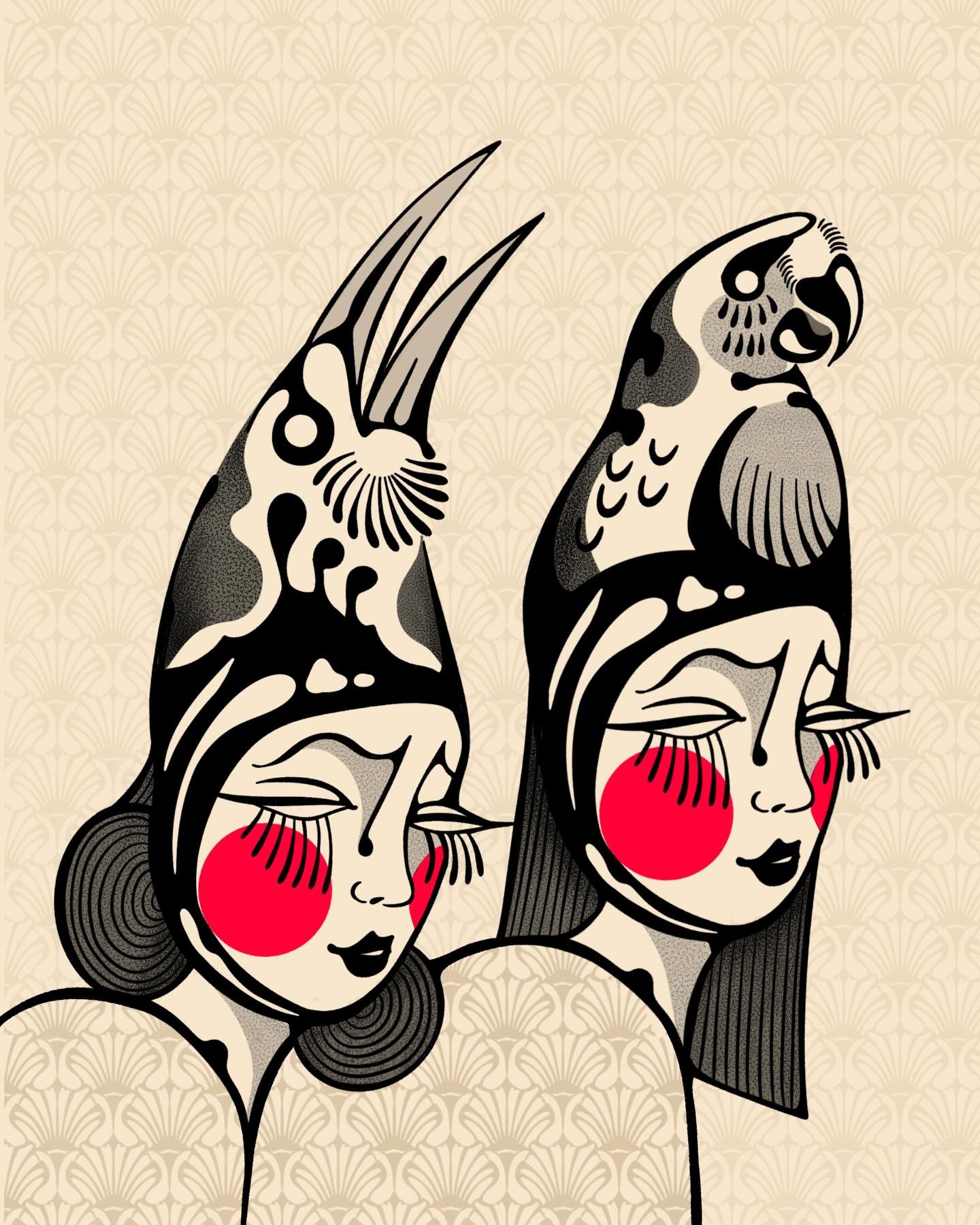 I wish we all wore hat-heads like these. Shall I make it a print?🦜🧿🪶 I can always make these designs tattooable as well🌚

With love,
Lau