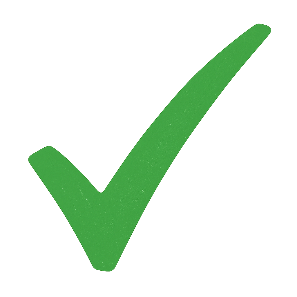 Green check mark symbol.