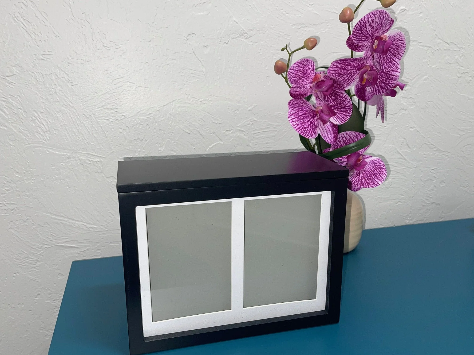 Pet Memory Box with two photographs in black mat finish