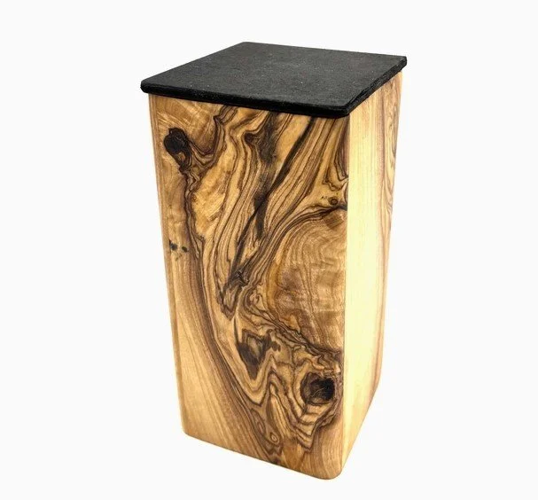 Medium Olive Wood Pet Urn Cubus