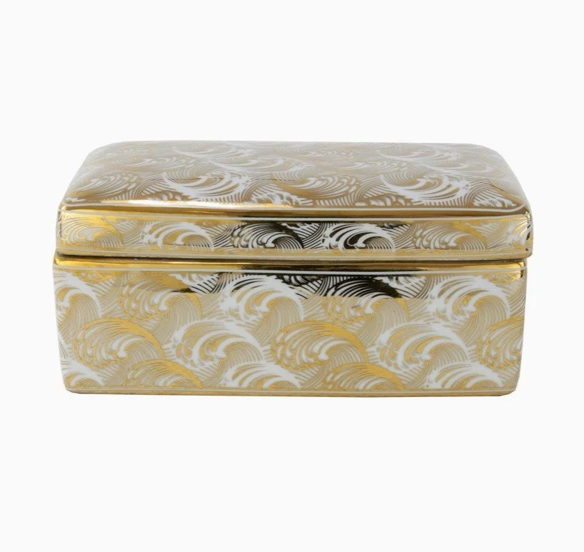 Rectangular Gold and White Ceramic Urn 8inch 5 inch.jpg