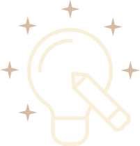 Ampoule avec un crayon, entourée d'étoiles