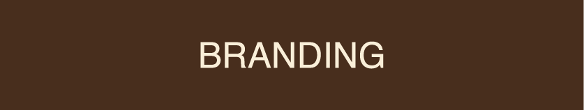 Texte 'BRANDING' sur un fond marron.