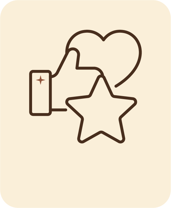 Dessin minimaliste de trois formes : un cœur, une étoile et un rectangle avec une étoile