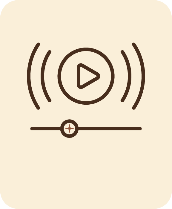 Icône de lecteur vidéo avec des ondes sonores et un contrôle de volume