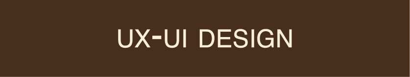 Texte 'UX-UI DESIGN' sur un fond marron.