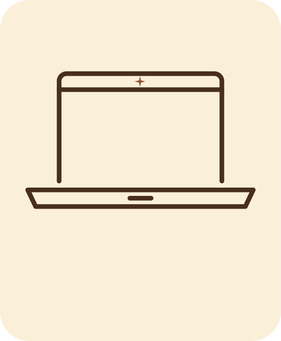 Icône d'un ordinateur portable simple avec une petite étoile au-dessus de l'écran.