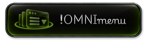 Digital graphic displaying an icon of web pages and the text '!OMNImenu' in white and green on a black background.